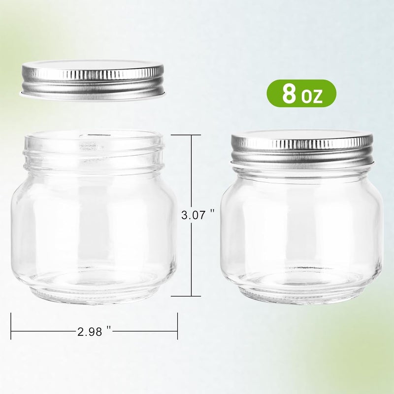GUEQUITLEX Glass Mason Jars With Lids Genuine Preserve Jar 8oz, Canning Jars for Food Storage, Dry Food, Snacks, Candies, DIY Projects 8 Pack - Image 2